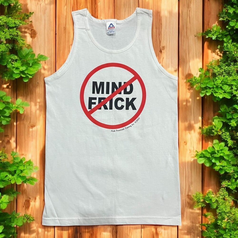 Alstyle Apparel Vintage Y2K 2003 No Mind Frick Graphic Tank Top White Mens Small